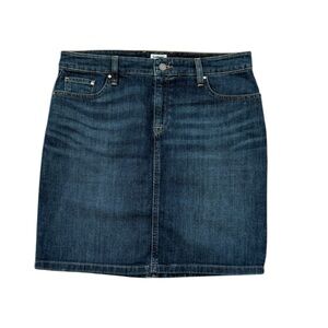 LL Bean Denim Jean Blue Favorite Fit Straight Casual Short Stretch Skirt 10P